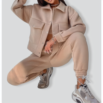 Ladies Jacket Top Casual Two Piece Set