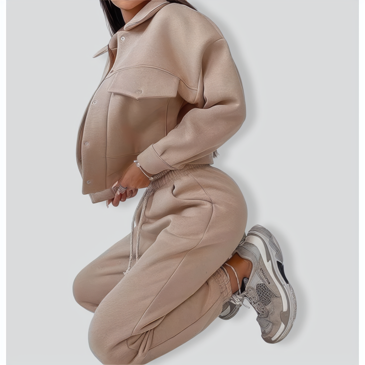 Ladies Jacket Top Casual Two Piece Set