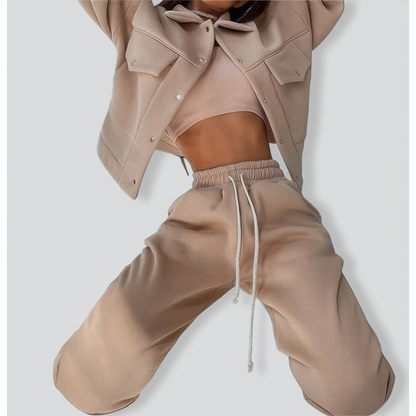 Ladies Jacket Top Casual Two Piece Set