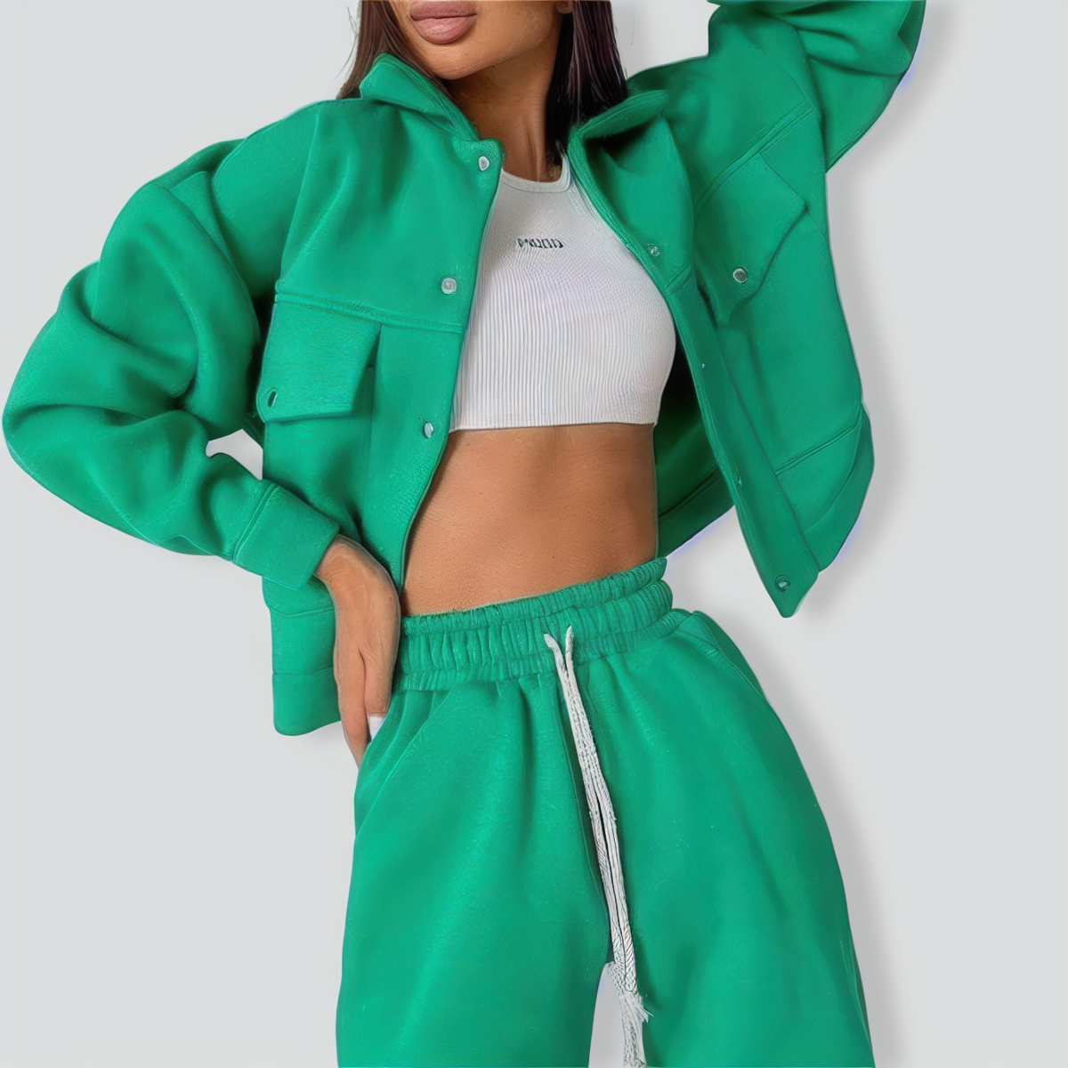 Ladies Jacket Top Casual Two Piece Set