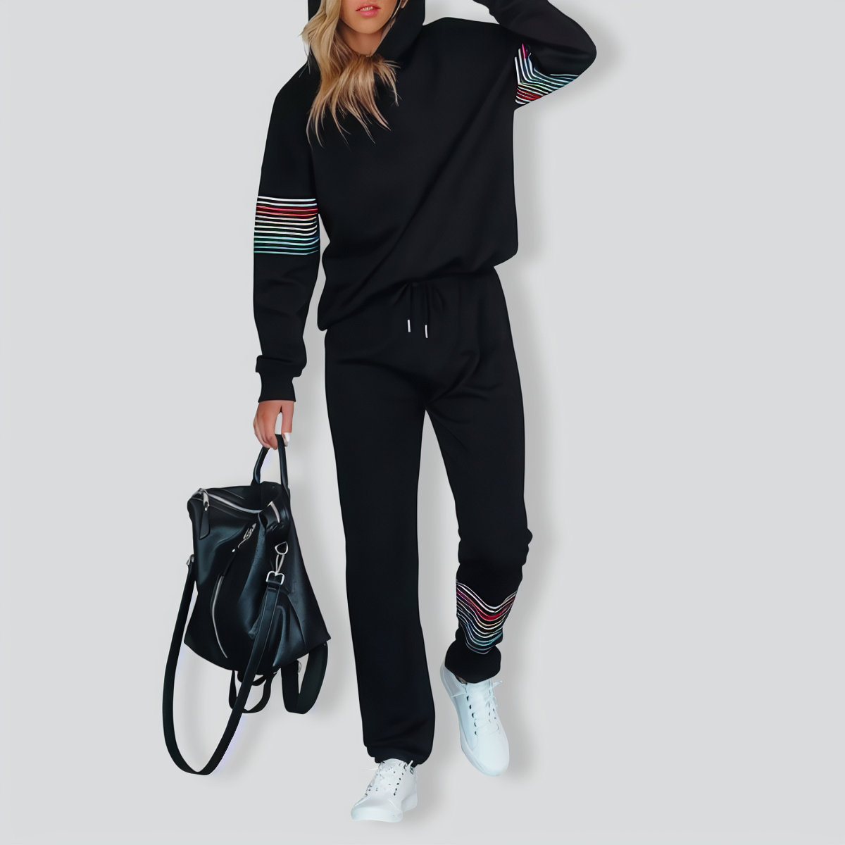 Fashion Print Hooded Loose Tracksuit