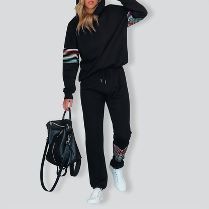 Fashion Print Hooded Loose Tracksuit