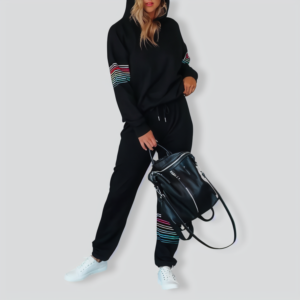 Fashion Print Hooded Loose Tracksuit