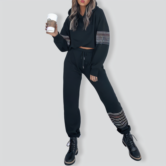 Fashion Print Hooded Loose Tracksuit