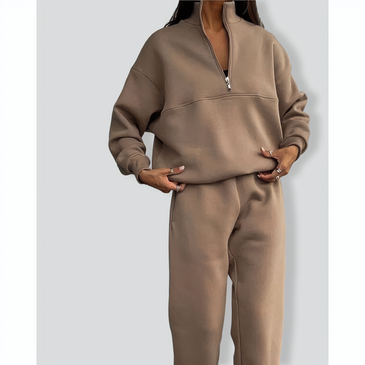 Zip Stand Collar Comfortable Loose Loungewear Tracksuit