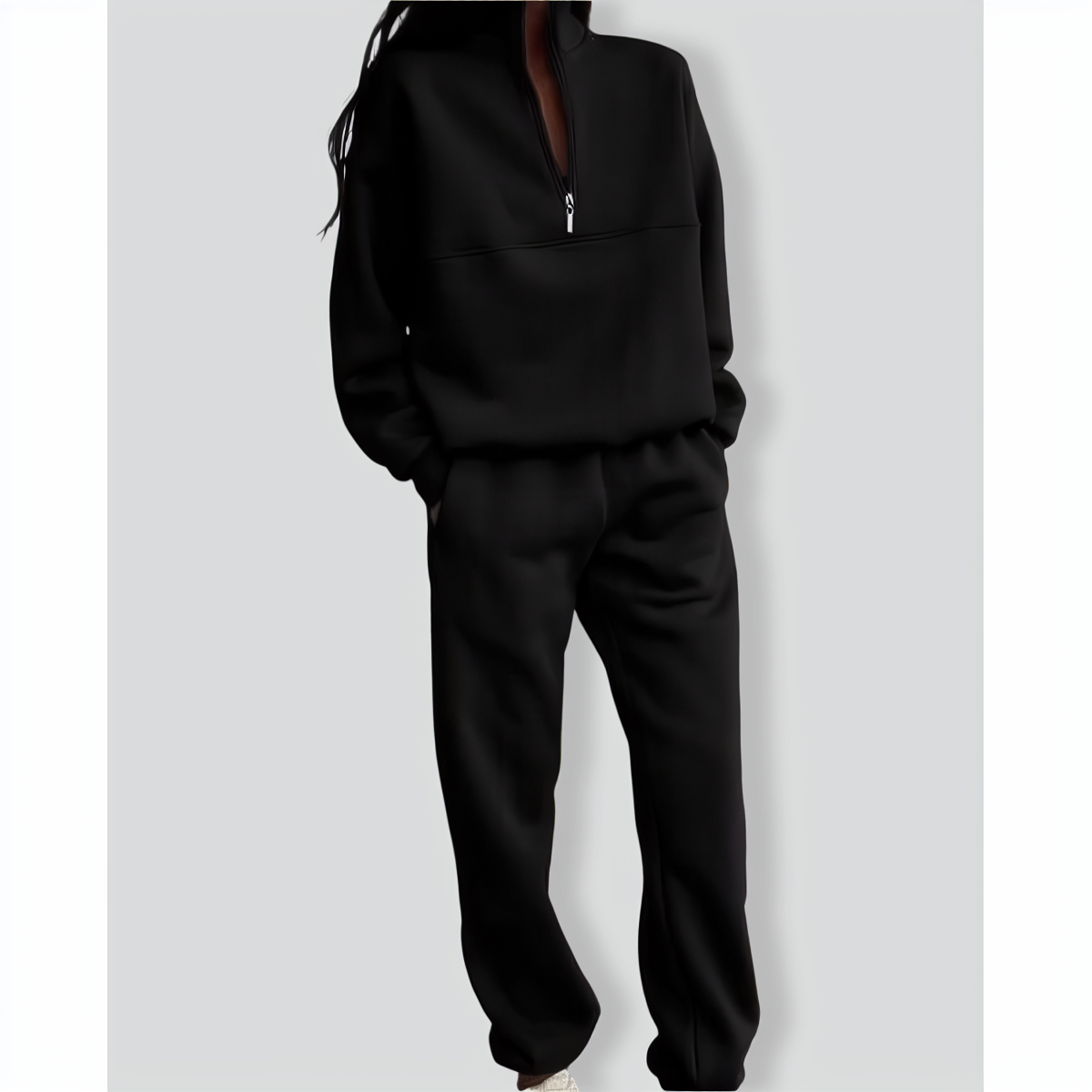 Zip Stand Collar Comfortable Loose Loungewear Tracksuit