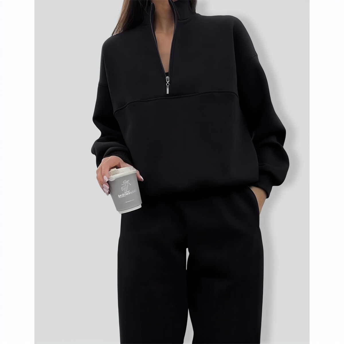 Zip Stand Collar Comfortable Loose Loungewear Tracksuit