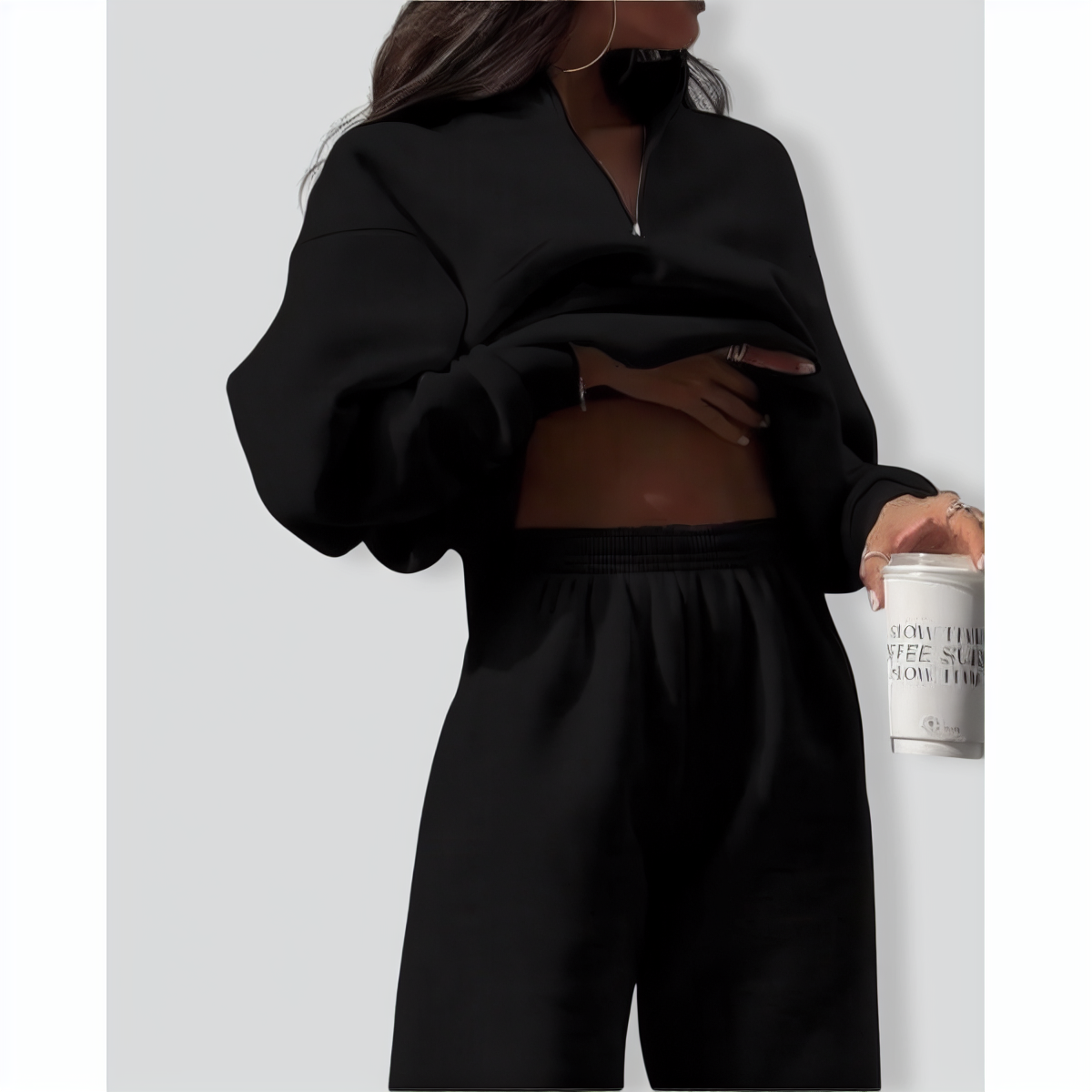 Zip Stand Collar Comfortable Loose Loungewear Tracksuit