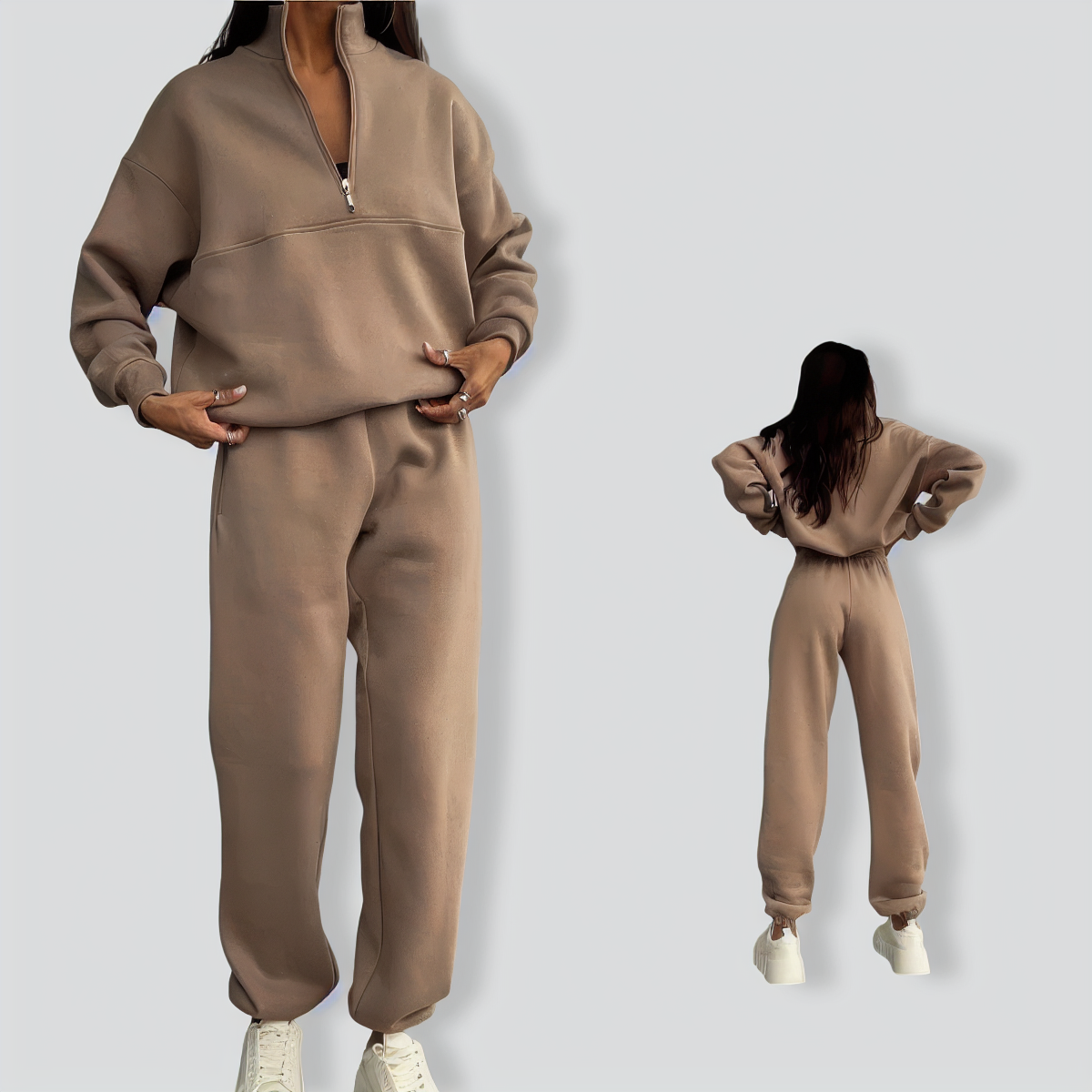 Zip Stand Collar Comfortable Loose Loungewear Tracksuit