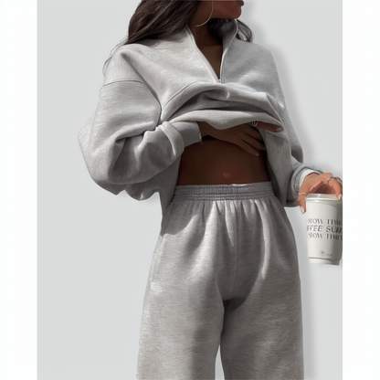 Zip Stand Collar Comfortable Loose Loungewear Tracksuit