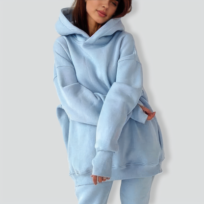 Casual Solid Color Long Sleeves Hooded Set