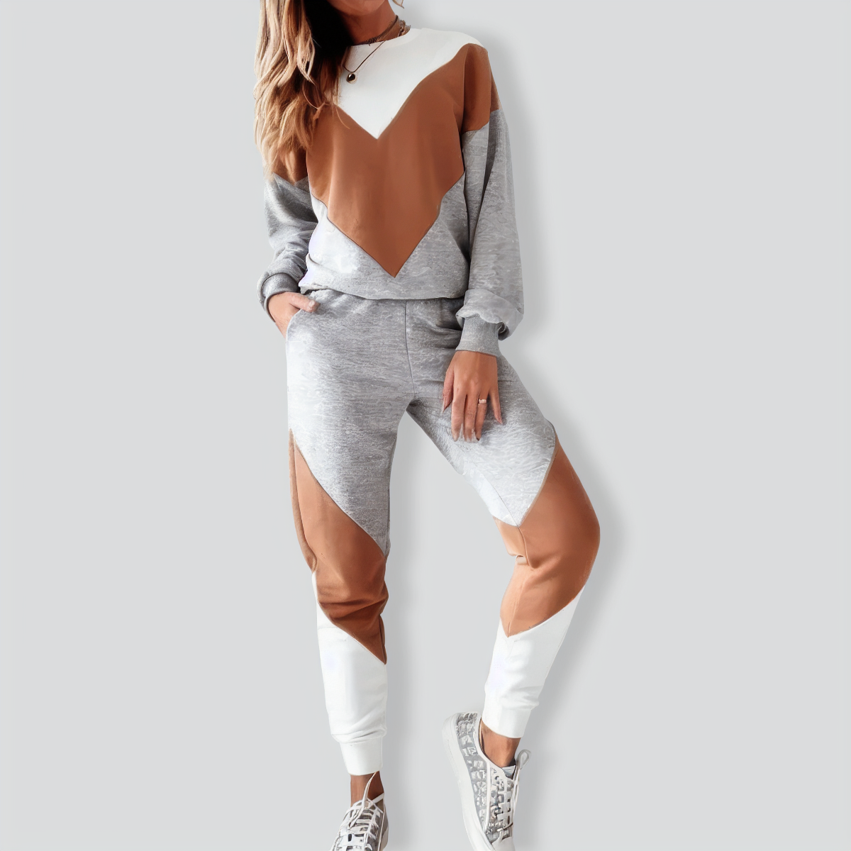 New Color Matching Sweater Set