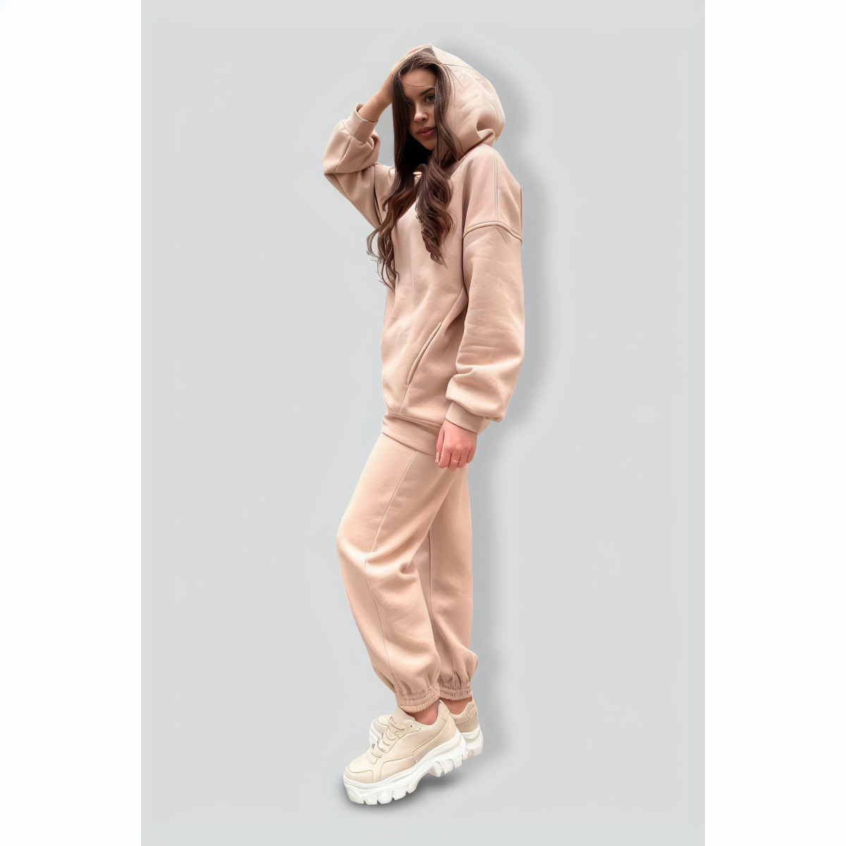 Fashion Casual Solid Color Two-piece Hoodie