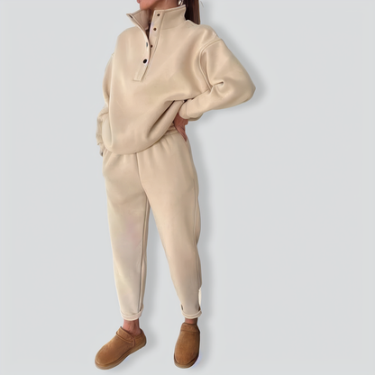 Fashion Buttons Stand Collar Two-pieces Set