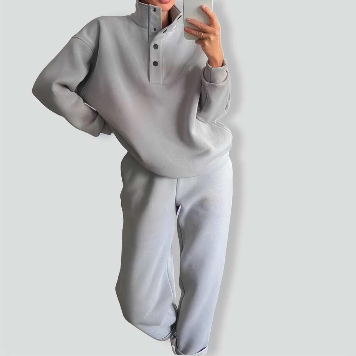 Fashion Buttons Stand Collar Two-pieces Set