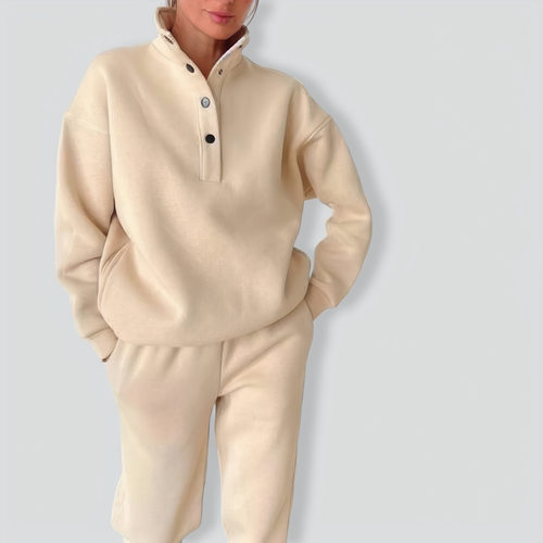 Fashion Buttons Stand Collar Two-pieces Set