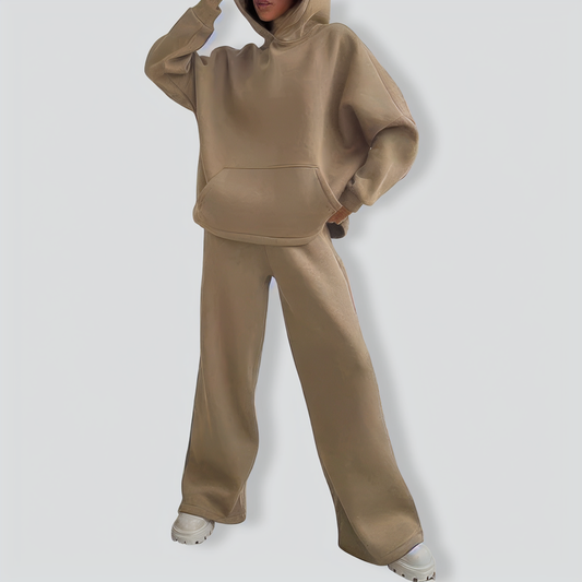 Casual Hooded Straight-leg Pants Two-pieces Tracksuit