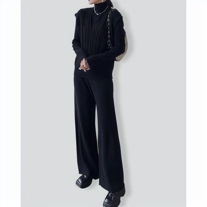 Fashion slim high collar three-piece set