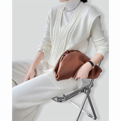 Fashion slim high collar three-piece set