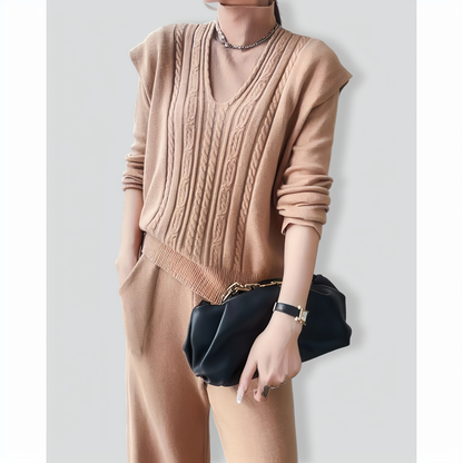 Fashion slim high collar three-piece set