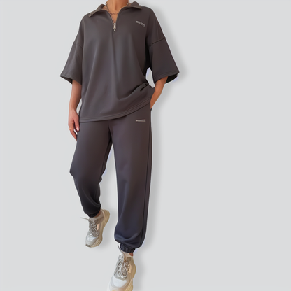 Baggy Short-Sleeved Top and Trouser Suit