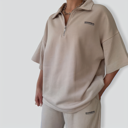 Baggy Short-Sleeved Top and Trouser Suit