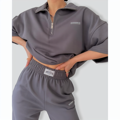 Baggy Short-Sleeved Top and Trouser Suit