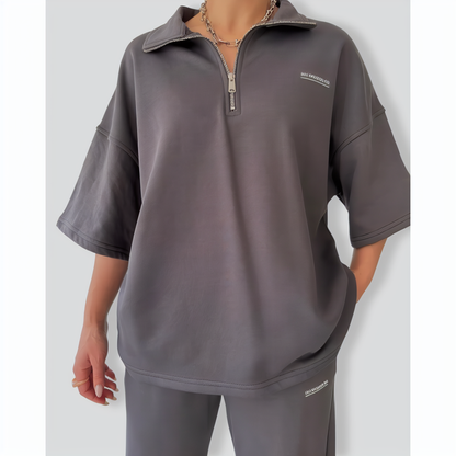 Baggy Short-Sleeved Top and Trouser Suit