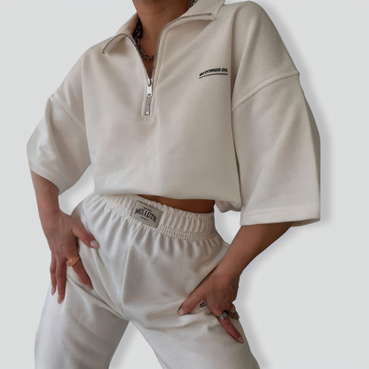 Baggy Short-Sleeved Top and Trouser Suit