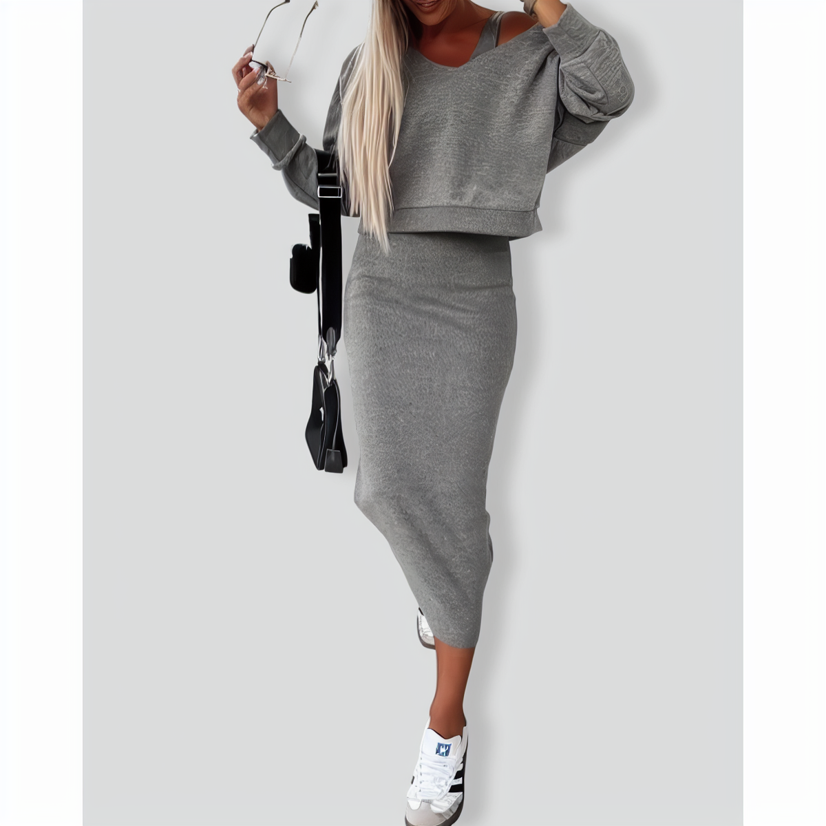 New Autumn Sundress V-neck Hoodie Set