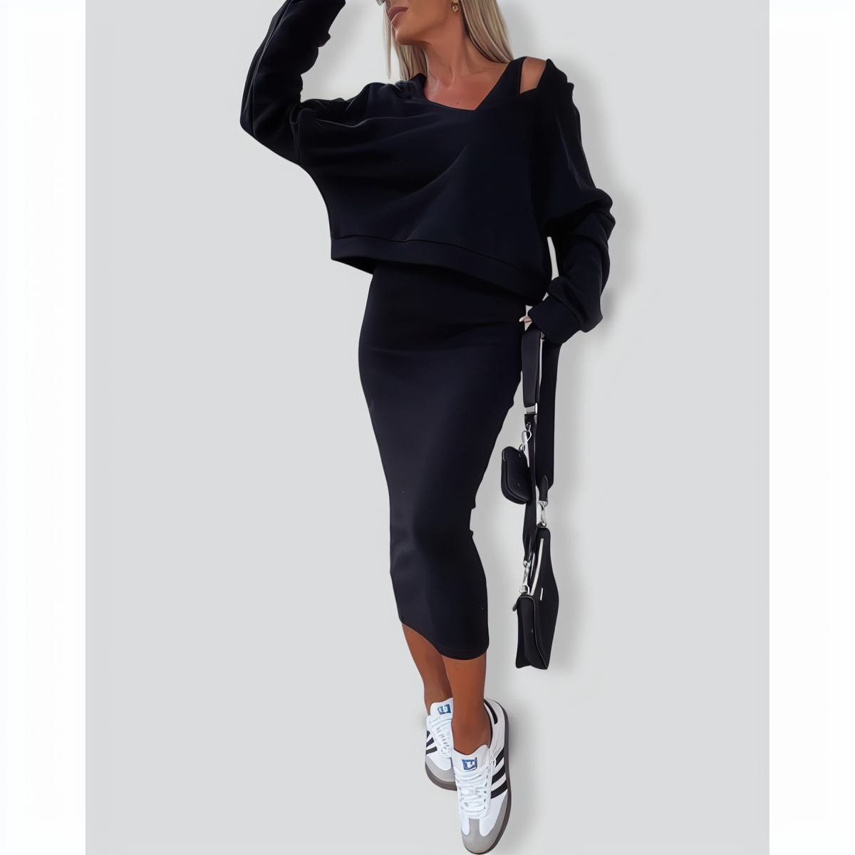 New Autumn Sundress V-neck Hoodie Set