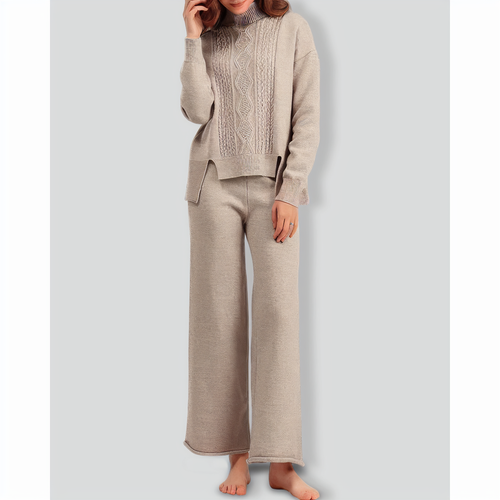 Loose Turtleneck Sweater and Wide-leg Pants Two-pieces Set