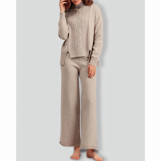 Loose Turtleneck Sweater and Wide-leg Pants Two-pieces Set