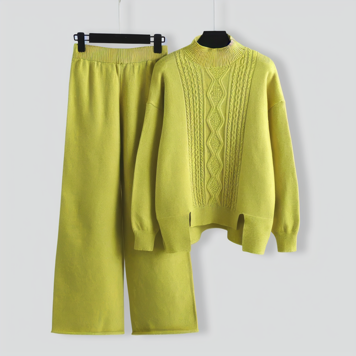Loose Turtleneck Sweater and Wide-leg Pants Two-pieces Set