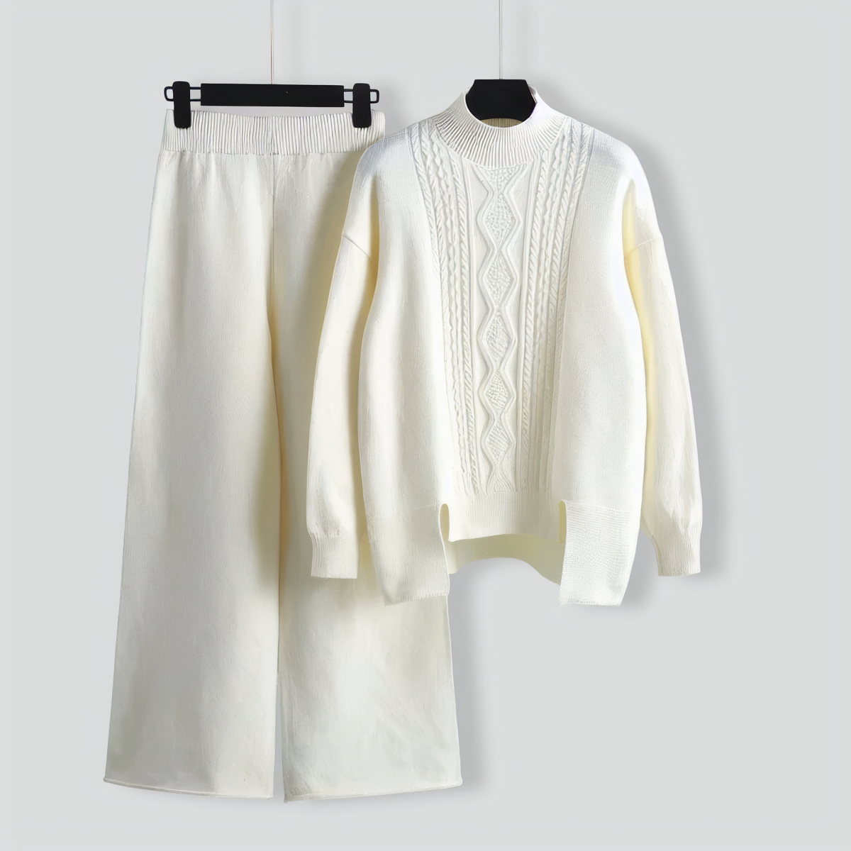 Loose Turtleneck Sweater and Wide-leg Pants Two-pieces Set