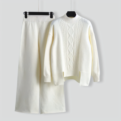 Loose Turtleneck Sweater and Wide-leg Pants Two-pieces Set