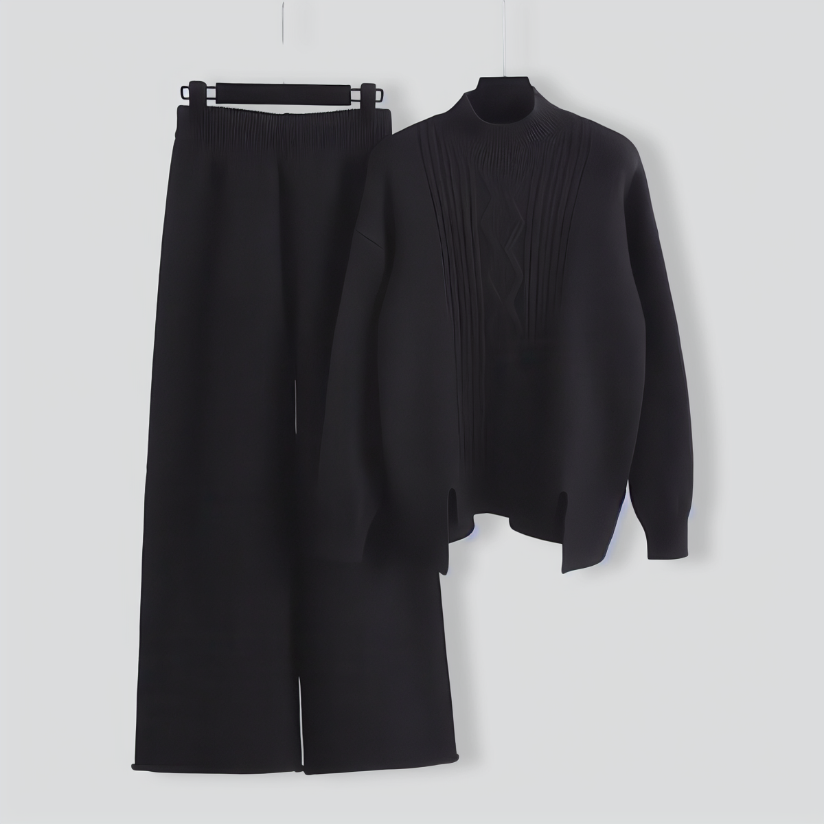 Loose Turtleneck Sweater and Wide-leg Pants Two-pieces Set