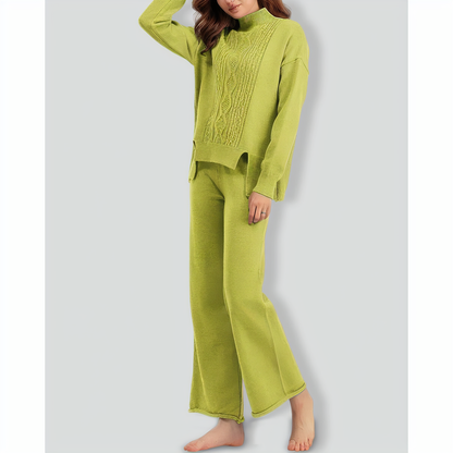 Loose Turtleneck Sweater and Wide-leg Pants Two-pieces Set