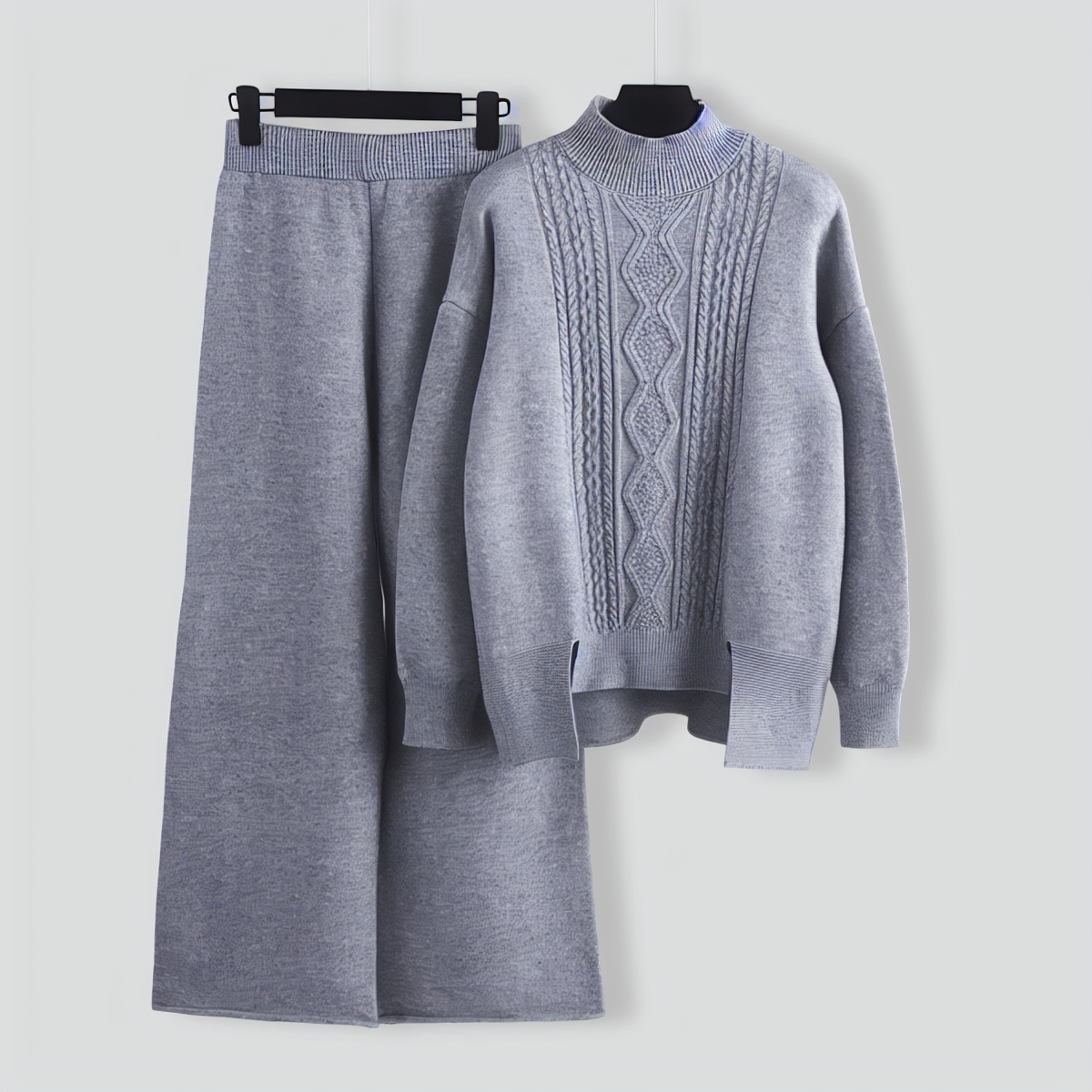 Loose Turtleneck Sweater and Wide-leg Pants Two-pieces Set