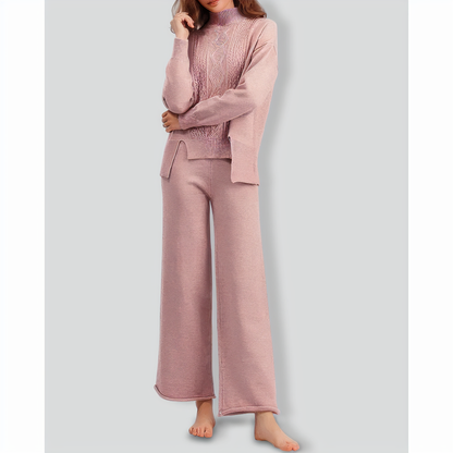 Loose Turtleneck Sweater and Wide-leg Pants Two-pieces Set