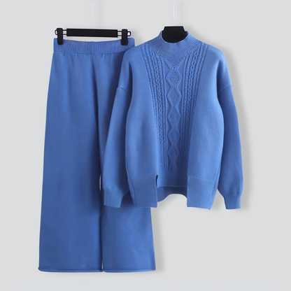Loose Turtleneck Sweater and Wide-leg Pants Two-pieces Set