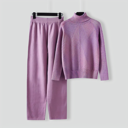 Relaxed Turtleneck Sweater Two Pieces Set