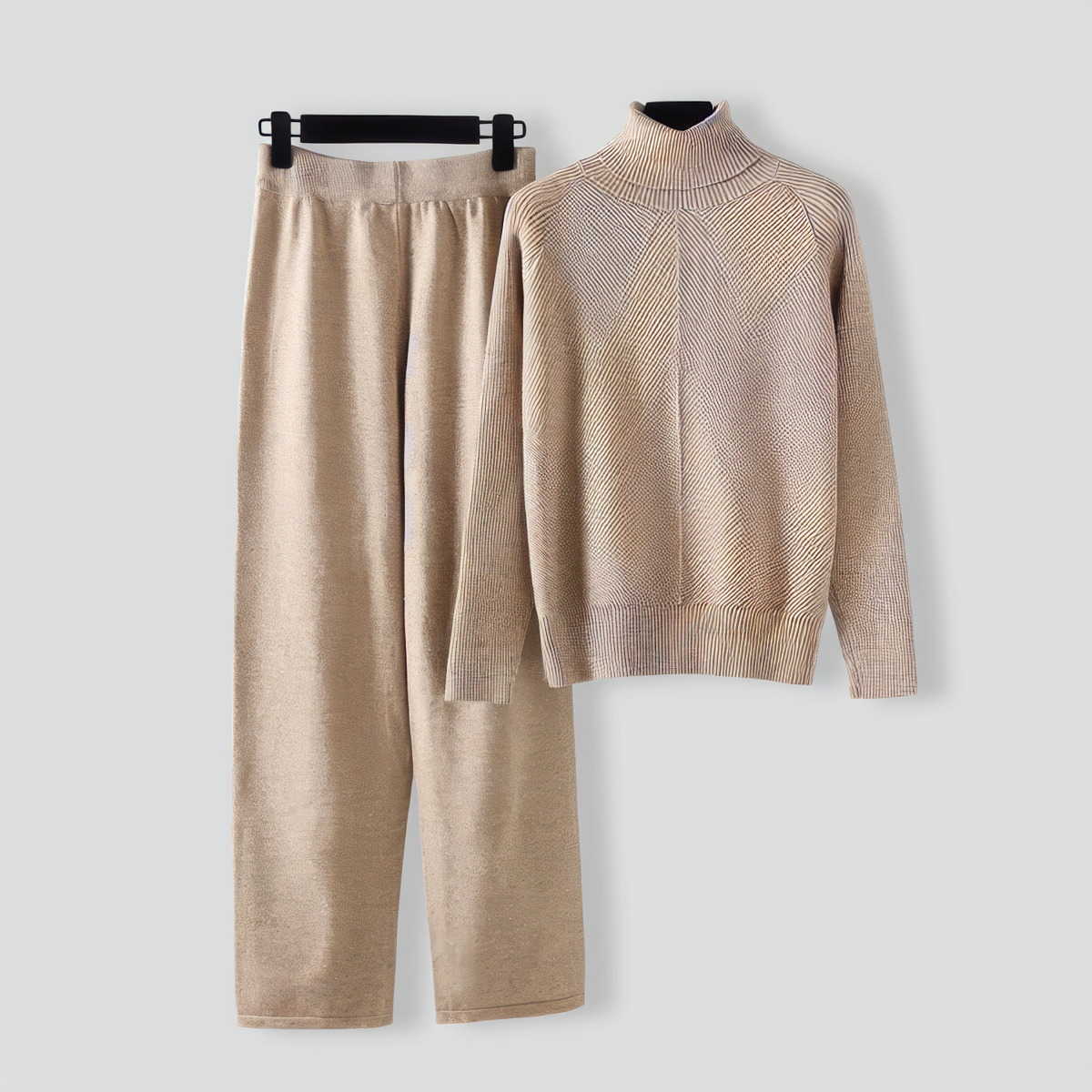 Relaxed Turtleneck Sweater Two Pieces Set