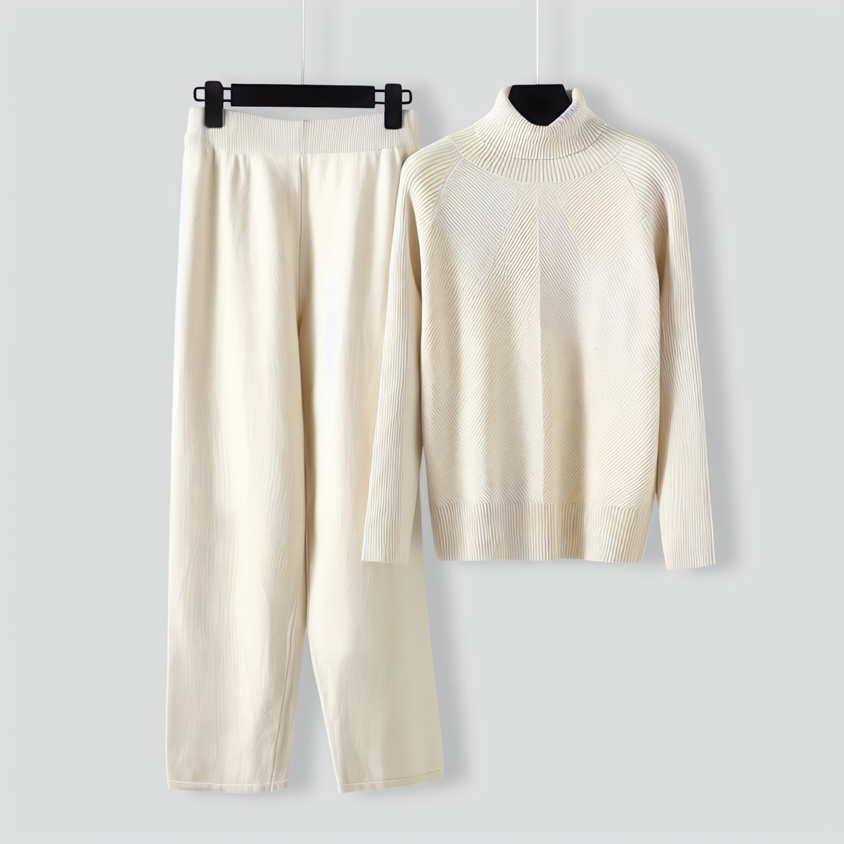 Relaxed Turtleneck Sweater Two Pieces Set