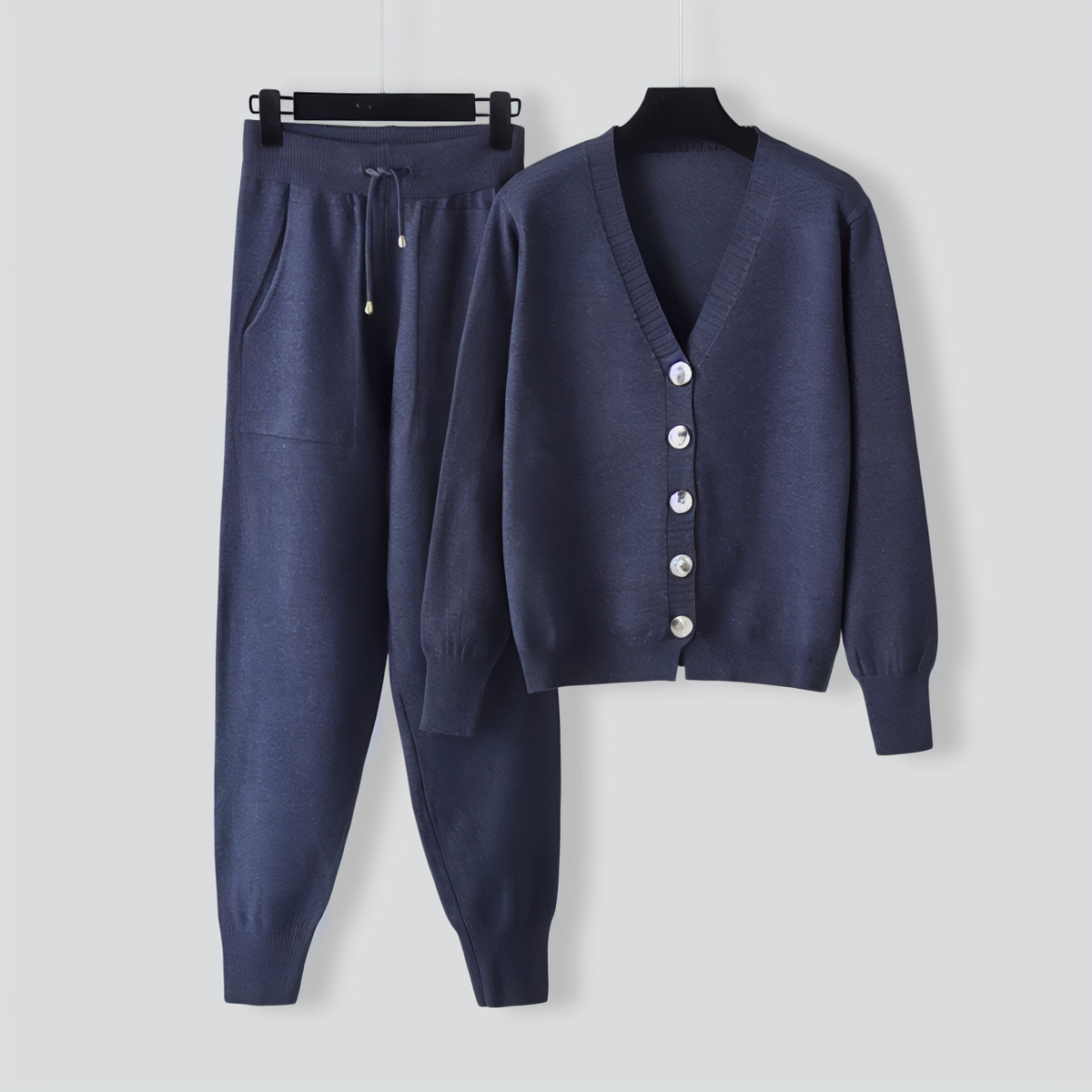 V-neck Cardigan Sweater Pants Two-pieces Set