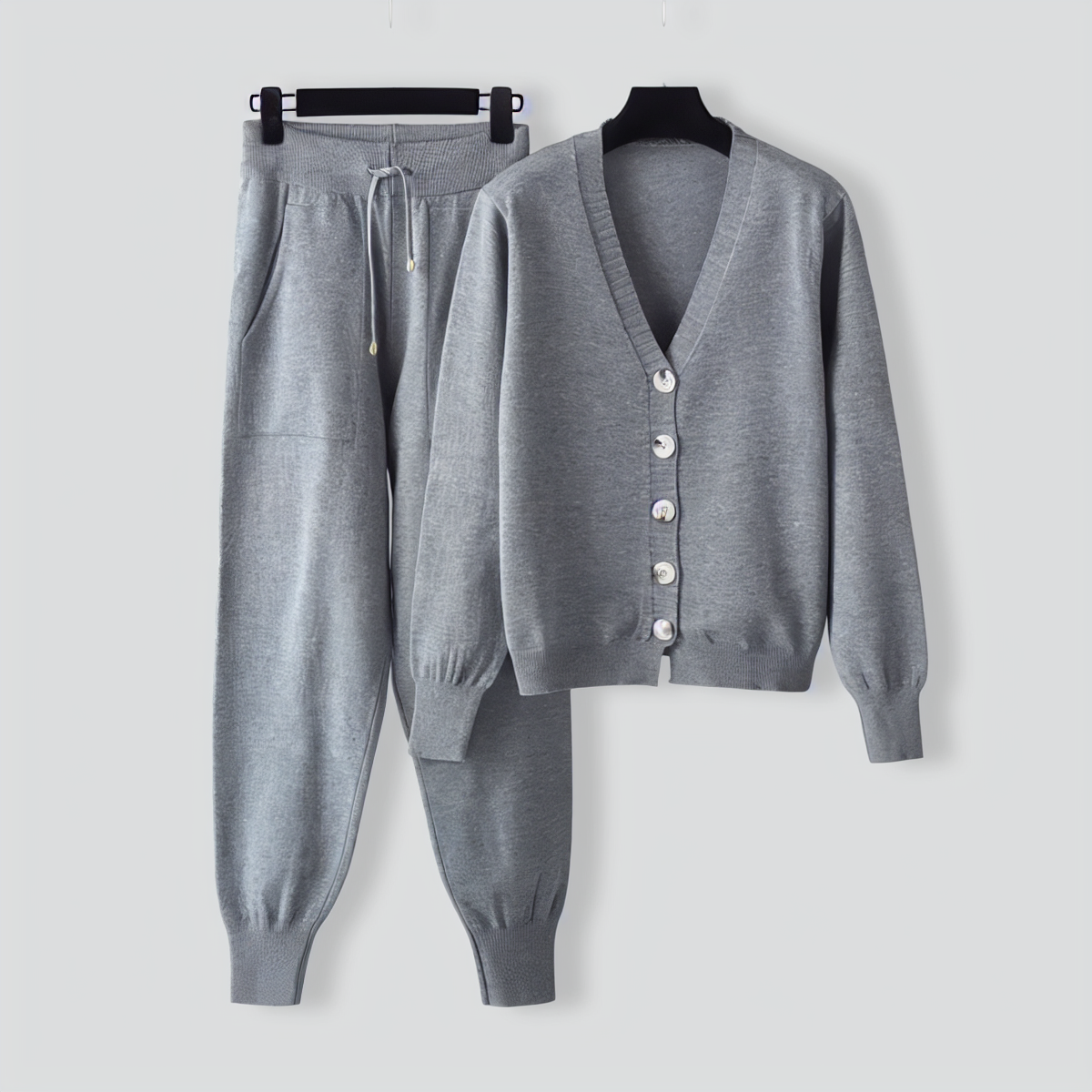 V-neck Cardigan Sweater Pants Two-pieces Set