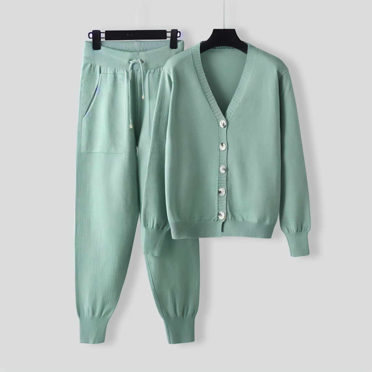 V-neck Cardigan Sweater Pants Two-pieces Set