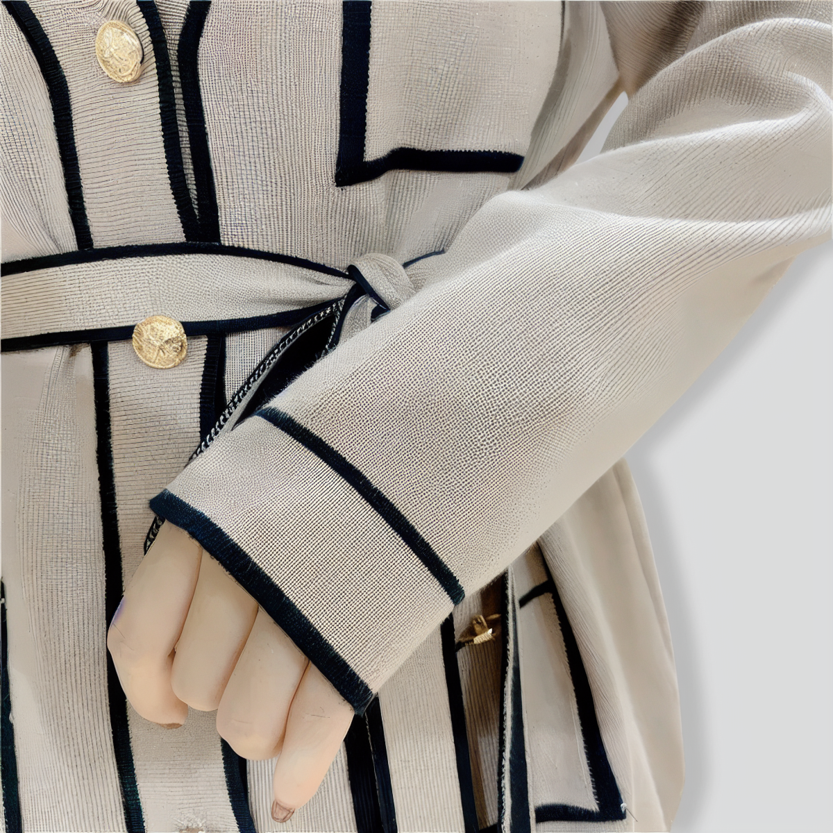 Elegant Color Contrast Two-piece Sweater Suit