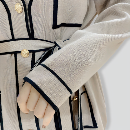 Elegant Color Contrast Two-piece Sweater Suit