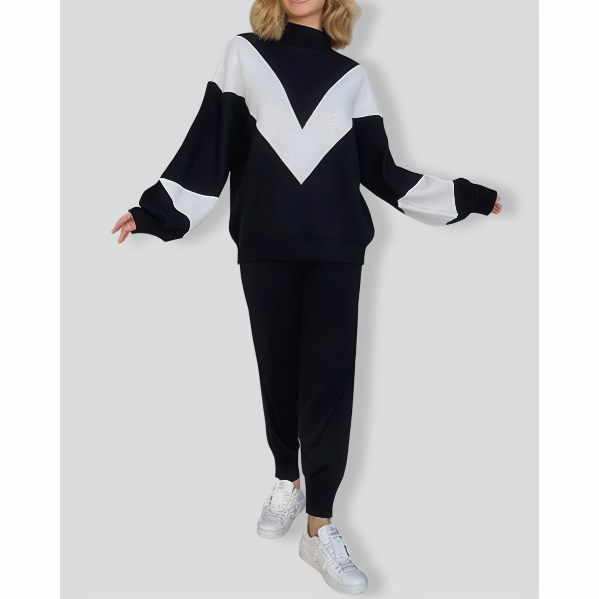 Casual Large V-shaped Loose Two-piece Set